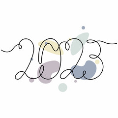 Continuous one simple single line drawing of new year 2023 icon in silhouette on a white background. Linear stylized.