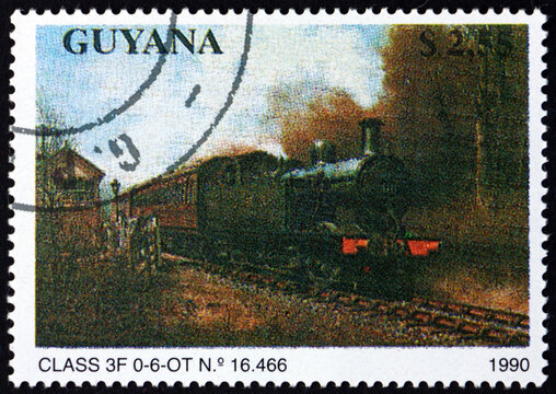 Postage stamp Guyana 1990 Class 3F Locomotive