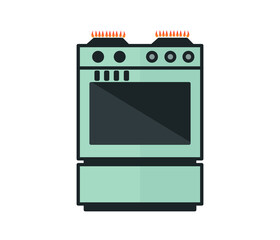 Vector stove. White electric kitchen stove, oven. Flat vector illustration 