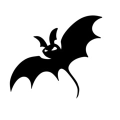 Fototapeta premium Silhouette of bat. Halloween and horror decorations. Flying black vampire animal with wings. Flat cartoon