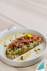 avocado and ham toast