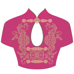Neckline - asian design. Traditional chinese dress women's - qipao. Vector clipart