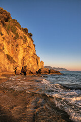Sunset seascape on Corfu island, Greece.