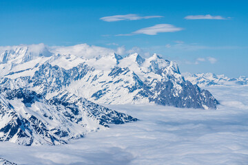 Plakat Switzerland, Panoramic view on Snow Alps and Blue Sky around Titlis mountain