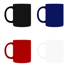 set of colorful mugs mock up vector svg design	