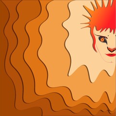 Tiger girl with fiery hair 2022 illustration