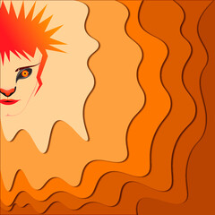 Tiger girl with fiery hair 2022 illustration