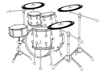 Drum outline vector illustration. Music instrument vector isolated sign on white background
