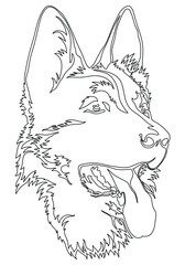 German Shepherd dog polygonal lines illustration. Abstract vector dog on the white background