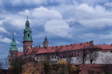 Fototapeta na wymiar Krakow Wawel Castle. Fragment. Early November