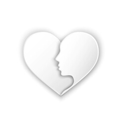 paper cut heart with girl's face. romantic and love symbol. vector element for valentine's day design