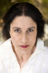 mature woman with intense gaze