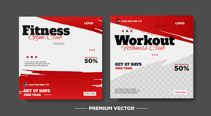 Fitness gym social media post and web banner
