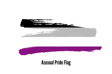 Asexual  Pride flag. Symbol of LGBT community. Hand drawn ink brush stroke Pride Flag icon, logo, sign, symbol isolated on white background. Vector illustration