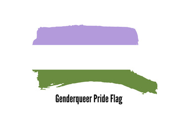 Genderqueer Pride flag. Symbol of LGBT community. Hand drawn ink brush stroke Pride Flag icon, logo, sign, symbol isolated on white background. Vector illustration