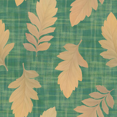 Abstract botanical pattern. Leaves on an abstract background. Bright background for design, wallpaper, wrapping paper, scrapbooking. Leaves painted with watercolors and digitally processed.