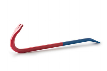 the red and blue crowbar is isolated on a white background