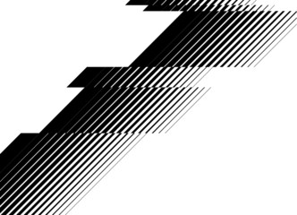 Black abstract pattern on a white background from broken parallel lines. Modern striped vector background