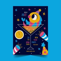 hand drawn flat new year vertical poster template abstract design vector illustration