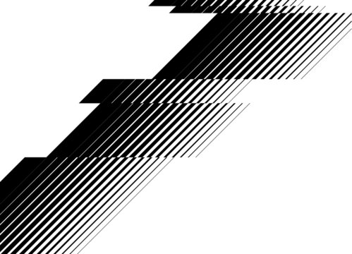 Black abstract pattern on a white background from broken parallel lines. Modern striped vector background