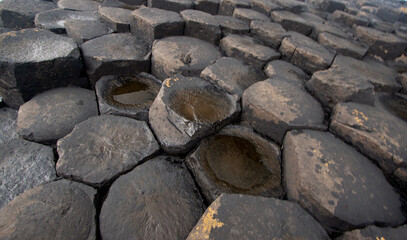 Northern Ireland Sea Coast Sunset,  Antrim landscapes, Giants of Causeway , Northern Ireland,