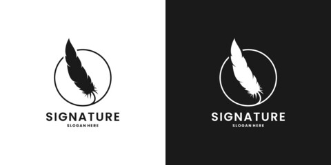 signature logo design. signature with classical stationery logo template