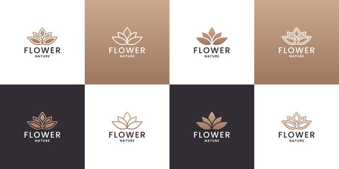 luxury flower logo design with golden color