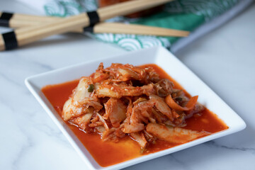 Spicy lettuce kimchi, Korean food, Vegetarian food good for health