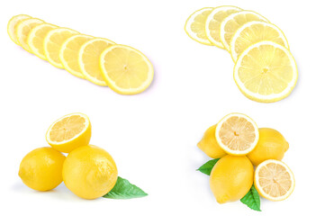 Collage of lemons isolated over a white background