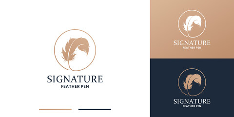 luxury signature feather pen logo design stationery for author and notaries