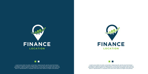 finance location logo design with stats arrow