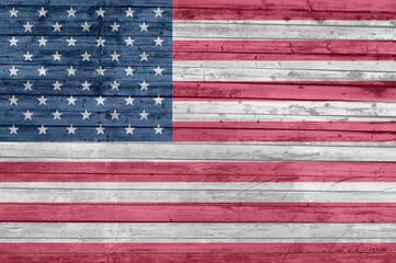 usa flag on wooden background. the sign of the USA. State symbol of the Americans.