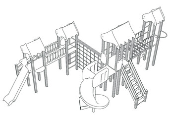 Playground for kids, silhouettes vector illustration. Park stencils isolated on white background