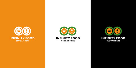 creative infinity food restaurant logo design inspiration with food element