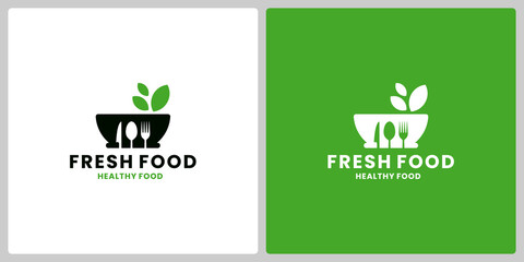 healthy restaurant logo design template for fresh food restaurant