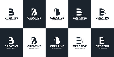 set of abstract letter b logo design monogram