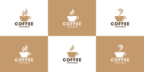 set of modern coffee shop logo template. coffee cafe shop symbol business label