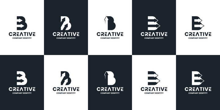 set of abstract letter b logo design monogram
