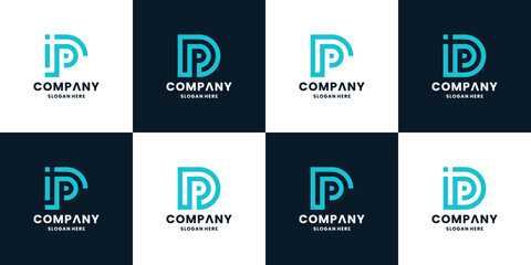 monogram letter P logo icon collection