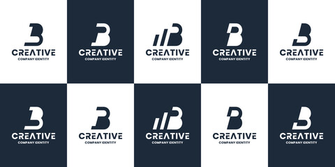 set of abstract letter B logo design for your business