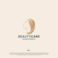 feminine beauty care logo design with luxury golden color