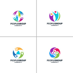 set of people family group logo design collection