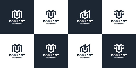 creative letter M, U, V logo monogram collections
