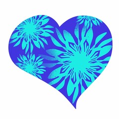 Isolated blue heart on a white background. Love symbol. Hand drawn heart for Valentine’s Day, wedding, invitations, card.