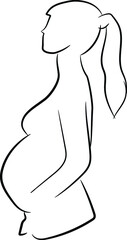 Logo silhouette of a pregnant woman with long hair