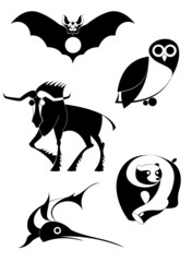 Original art animal silhouettes collection for design	