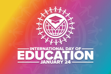International Day of Education. January 24. Holiday concept. Template for background, banner, card, poster with text inscription. Vector EPS10 illustration.