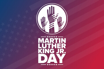Martin Luther King Jr. Day. MLK. Holiday concept. Template for background, banner, card, poster with text inscription. Vector EPS10 illustration. - obrazy, fototapety, plakaty
