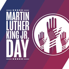 Martin Luther King Jr. Day. MLK. Holiday concept. Template for background, banner, card, poster with text inscription. Vector EPS10 illustration. - obrazy, fototapety, plakaty