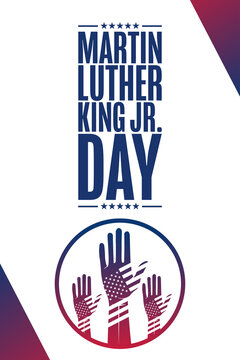 Martin Luther King Jr. Day. MLK. Holiday concept. Template for background, banner, card, poster with text inscription. Vector EPS10 illustration.